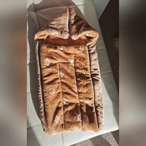 Tan Fleece Designer Inspired Monogram Baby Sleeping Bag